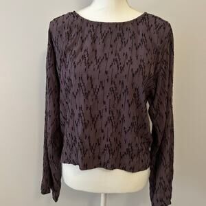 Cloth and Stone Anthropologie Gray Purple Black Velvet Accent Boho Size Small